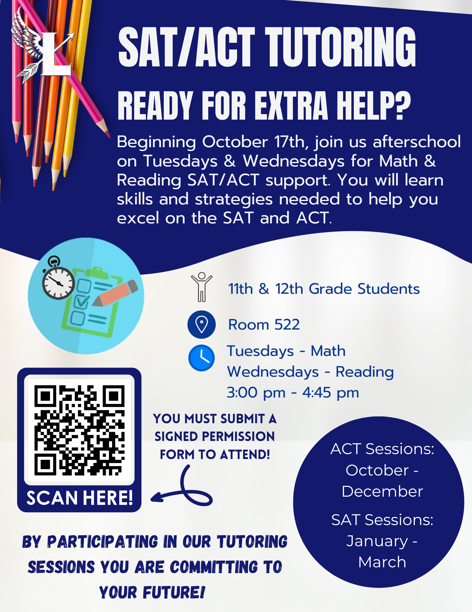  SAT & ACT Tutoring available for 11th and 12th Grade Students